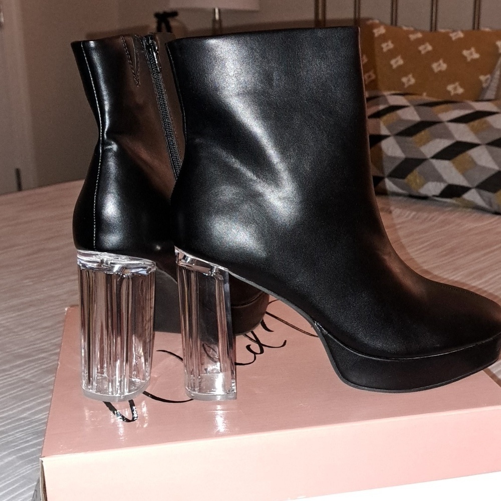 Charlee Lucite Bottom Platform Booties, Size 9.5 - Picture 3 of 6